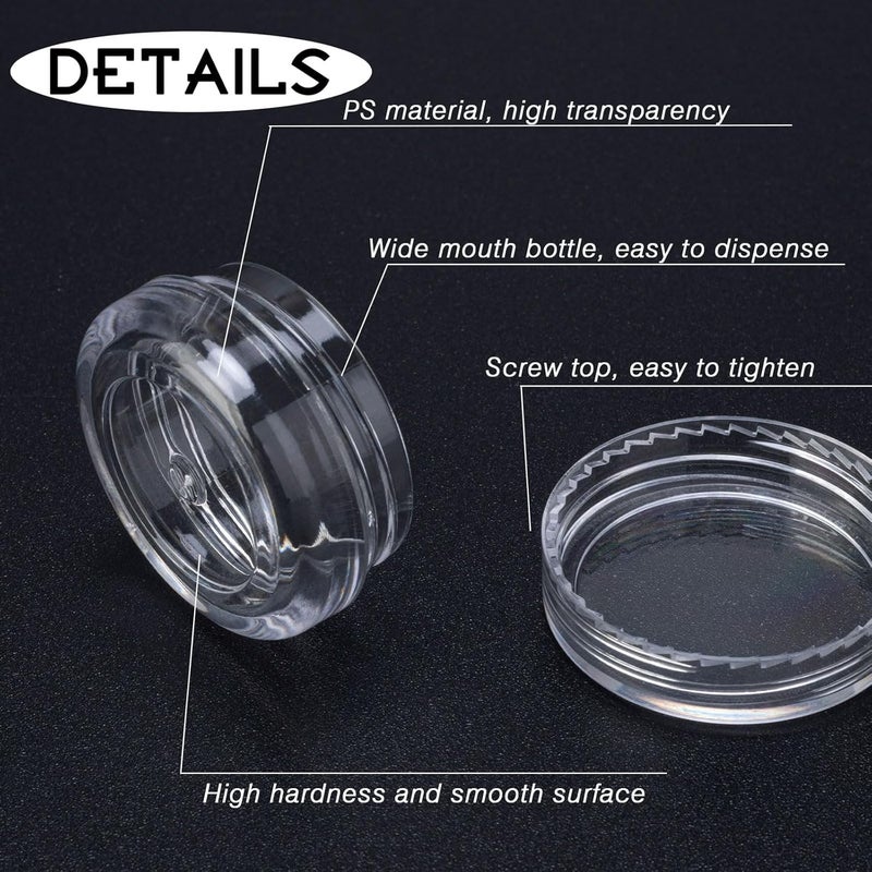 HPPFFY 100 Count 3 Gram Sample Containers, Clear Lip Balm Containers with Lids, Small Plastic Sample Jars with 8 Mini Spoons, 100pcs Labels (Clear Lid) - Image 3